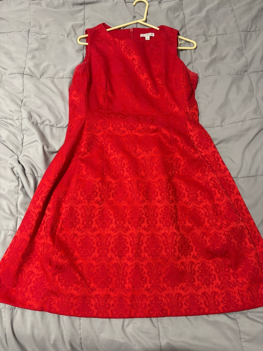 eva mendes for New York & Company Red Sleeveless Jacquard Midi Dress